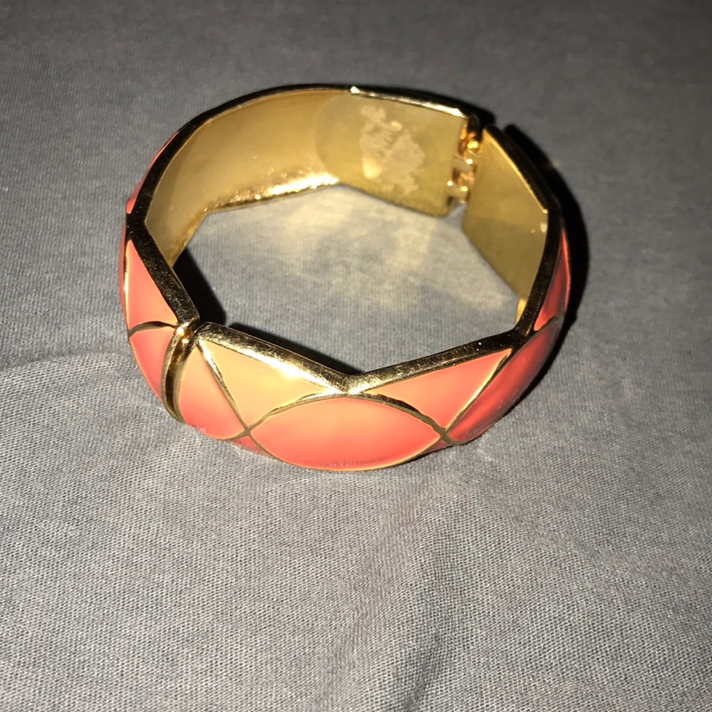 Heavy Bangle Metal Bracelet (orange & gold)
